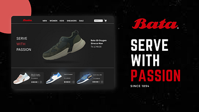 Landing Page of BATA graphics design product design ui ux