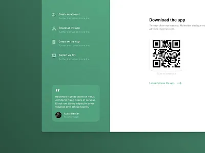 Onboarding 🪄 app design system green jim designs jimdesigns jimdesigns.co onboarding product design qr code qrcode quote saas stepper ui