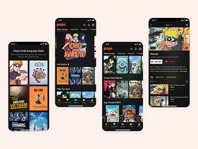 Pops App Redesign anime app design mobile design ui user experience user interface ux uxui
