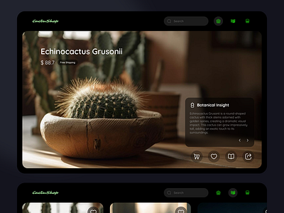 E-commerce - Cactus Shop Website dark mode ecommerce ui website