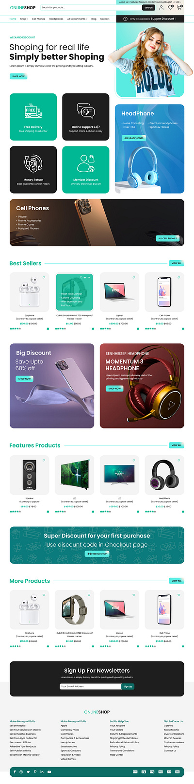 Online Electronics Marketplace Landing Page design ecommerce ui electronic ecommerce store electronic store landing page ui landing page ui online marketplace landing page online store ui design ui ui design