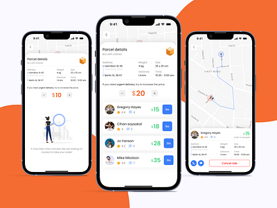 Parcel Delivery / Mobile App - Part 1 design mobile app taxi and delivery ui