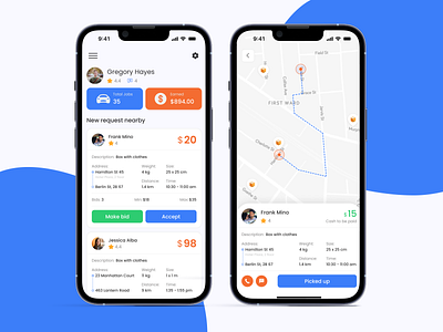 Parcel Delivery / Mobile App - Part 2 app design mobile taxi and delivery ui