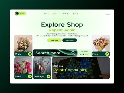 Flower shop Ui design aesthetic design ecommerce flower flowershop futuristic graphic design hero illustration landing page logo modern product design shop trendy design ui ux web design website