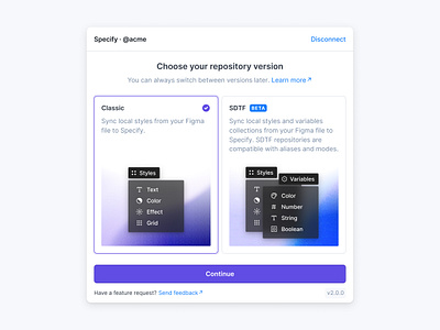 Specify · Widget Update beta choice connection design tokens figma figma widget gradient illustration local styles radio specify sync variables widget