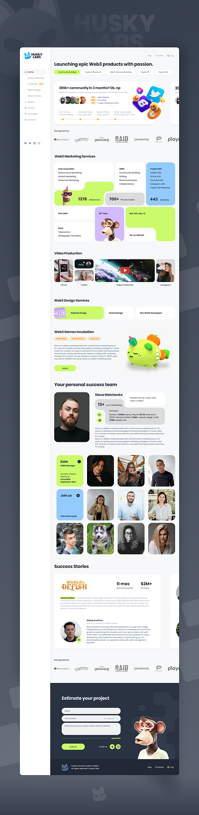 Website "Husky labs" UX/UI web design design figma graphic design mobile ui ux