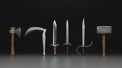 Medieval Weapons for RPG Game axe blender dagger game hammer medieval stylized substance painter sword weapons