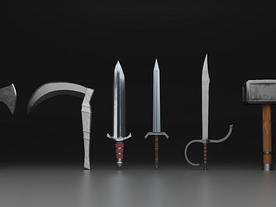 Medieval Weapons for RPG Game axe blender dagger game hammer medieval stylized substance painter sword weapons