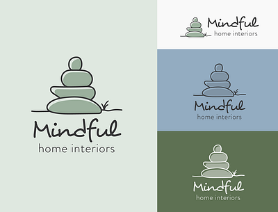 Mindful Home Interiors — Logo biophillic brand branding design graphic design illustration logo natural typography vector zen design