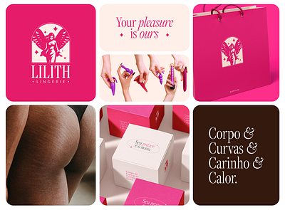 Lilith Lingerie 🍑 body brand branding design female graphic design lingerie logo pink serif sexy visual id woman