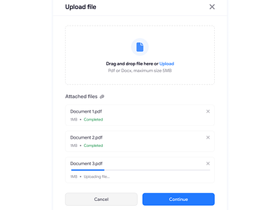 File Uploader Component blue ui clean ui dashboard figma file upload illustration landing page minimal ui component ui element uiux web design