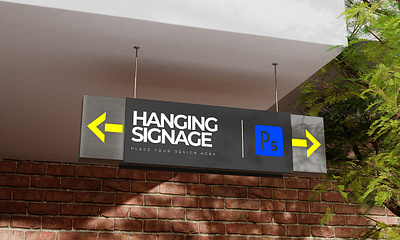 Hanging Signage Mockup 3d animation app branding design flat graphic design icon illustration logo minimal motion graphics typography ui ux vector web website