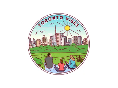 Toronto Vibes adventure badge brand brand design brand identity branding city design emblem illustration label landscape line line art logo logo design logos monoline sticker vector