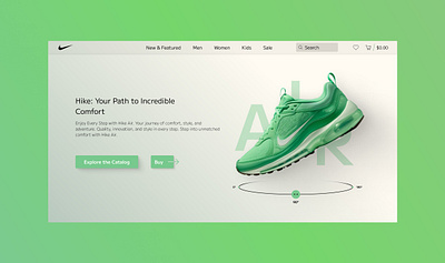 Nike Concept Design branding company design graphic design graphics green new nike nike air online shop popular product shoes shopping sneakers store ui ux website