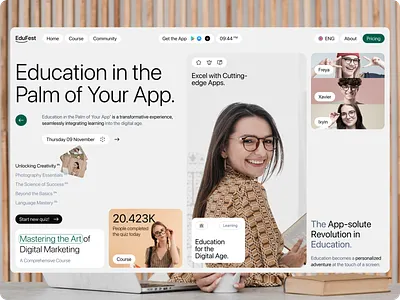 EduFest - Hero Section clean college course design e course e learning education header hero section learning minimal school teacher ui uiux website