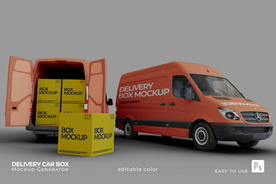 Delivery Car Box Mockup 3d animation branding design graphic design illustration logo motion graphics vector
