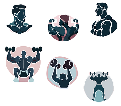 Gym Fitness illustrations animation graphic design logo