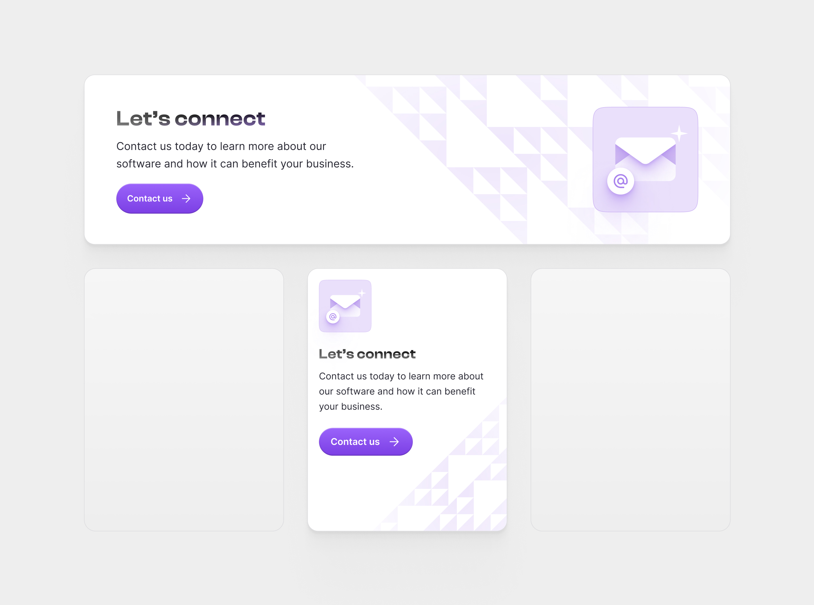 Contact Us Card cards contact us email illustration information information cards minimal modern ui purple saas ui ux web3