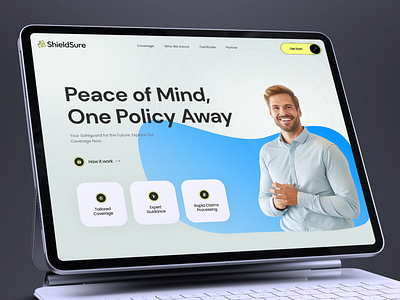 ShieldSure one policy insurance landing page ui design branding dashboard design graphic design illustration landing page landing page design landingpagedesign logo typography ui uiux ux web app web templete