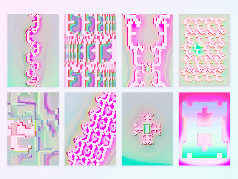 Retrowave Pixel Typography Posters 80s 8bit aesthetics collection experimental graphic design neon pastel pixel pixel art poster poster design retro retrowave school work series synthwave vaporwave video game aesthetics visual design