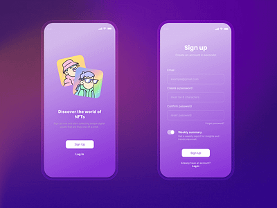 NFT Sign Up Page app page design mobile application design nft app design sign up page ıi design
