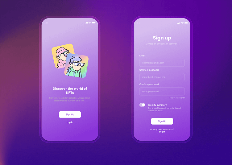 NFT Sign Up Page by Irem Bezci on Dribbble