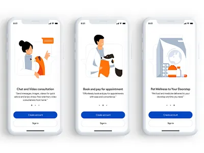 Onboarding screen : Woof Vet care for Dog animation experience design illustration mobile onboarding ui ui ui ux ui ux design