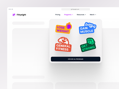 Mega Menu | UI and identity brand design branding design fit fitness fitness app graphic design icon identity illustration minimalism minimalist minimalist design muscle product design programs stickers ui ui ux weight