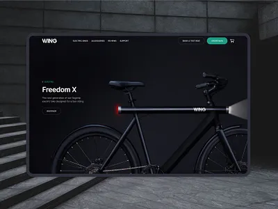 Wing E-Bikes branding clean dark ebike ecommerce electric bike minimalist mobile design modern photography shopify ui web design