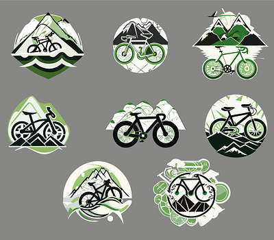 Bicycle and mountains illustration animation graphic design logo
