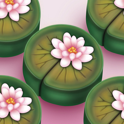 Water Lily Wagashi cake doodles food illustration vector