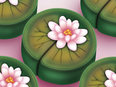 Water Lily Wagashi cake doodles food illustration vector