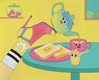 Still Livin' - Illustration Series by Rutumun animation character design colourful graphic design illustration kitchen scene still life vibrant