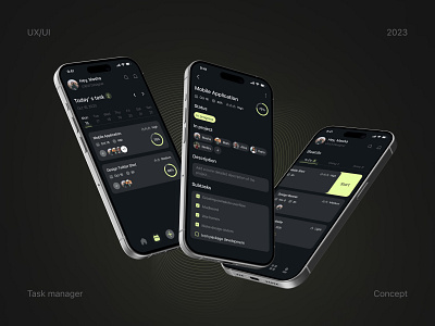 Task Manager app dark design mobile task manager ux