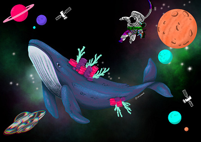 Space animals animals design digital illustration illustration vector