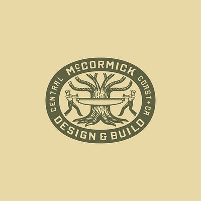 McCormick badge branding building carpenter construciton forest graphic design illustration logo tree vintage