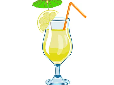 Векторная иллюстрация лимонного напитка с коктейльным зонтиком cocktail umbrella straw