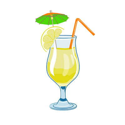 Векторная иллюстрация лимонного напитка с коктейльным зонтиком cocktail umbrella straw