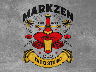 Tatto studio custom t-shirt design illustration product design t shirt design typography vector vintage design