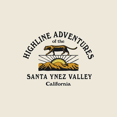Highline Adventures adventure badge bird branding cat graphic design illustration logo mountains outdoor sports vintage