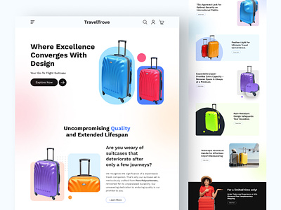 Luggage landing page design accessories branding ecommerce figma landing page luggage shop product suitcase suitcase shop tour accessories travelling trolly ui ui design uiux user interface web design website website design