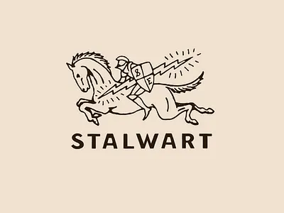 Stalwart branding graphic design horse illustration knight lightning logo medieval tattoo vintage