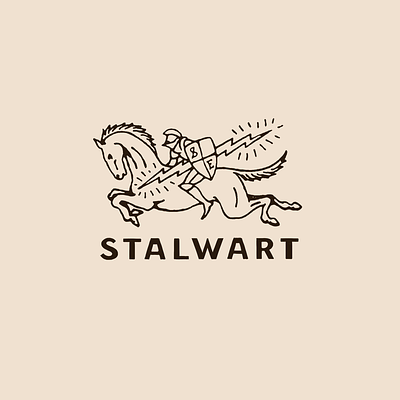 Stalwart branding graphic design horse illustration knight lightning logo medieval tattoo vintage