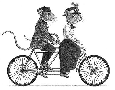 Joyride animals art artist artwork bicycle drawing fashion hand drawn illustration ink mice rats whimsical