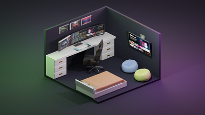 Gaming Room 3d animation blender gaming