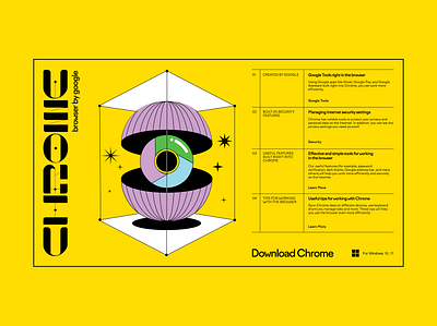 Chrome browser hero screen concept 2d design digital figma graphic design illustration swiss typography ui ux vector yellow
