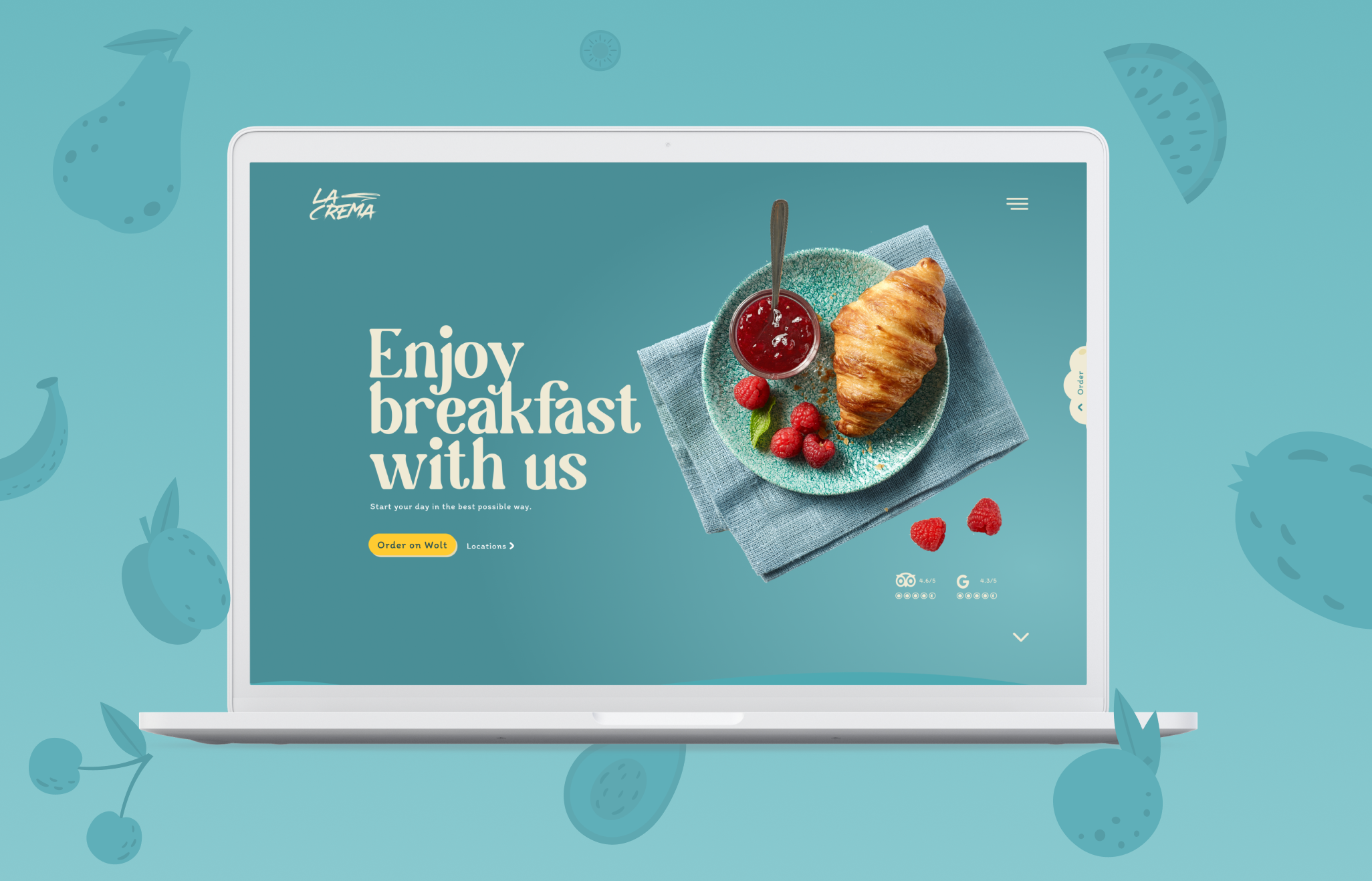 La Crema Website blue brand branding design food ui user experience user interface
