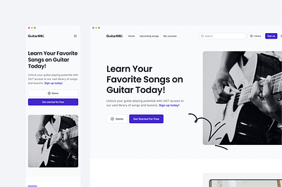 GuitarMG ⎯ Online Guitar Lessons Website Design branding design figma graphic design landing page product design ui ui ux ui ux design ux web design website website design