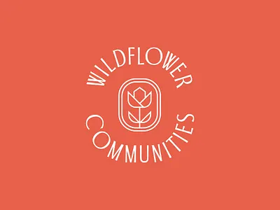 Wildflower Communities Logo art deco beaux arts branding design development flower graphic design icon icon design illustration lettering logo logo design pink vector wild flower
