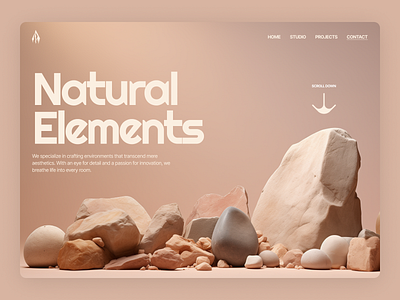 Interior Design Studio Website Landing Page Inspiration above the fold design furniture interior design landing minimal natural nature rocks ui ux website